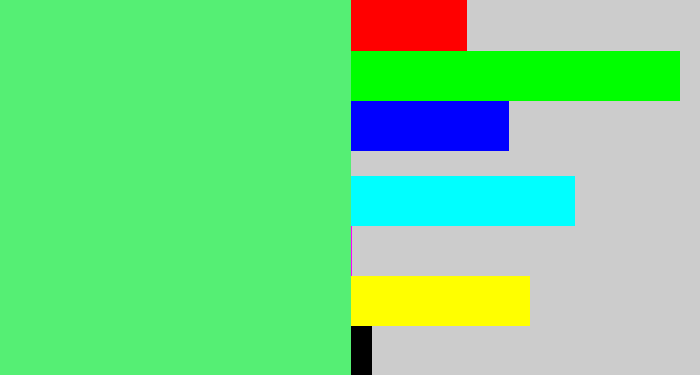 Hex color #55ef74 - lightish green