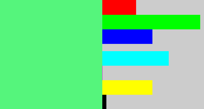Hex color #55f57c - weird green