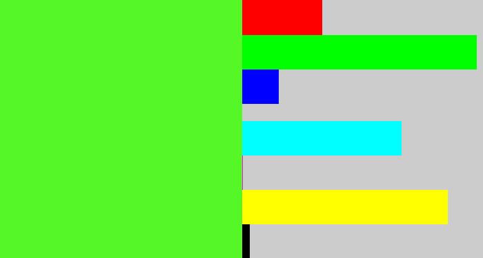Hex color #55f726 - toxic green