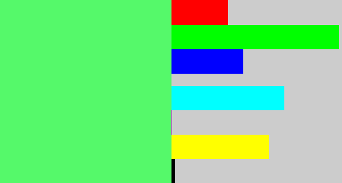 Hex color #55f96a - light bright green