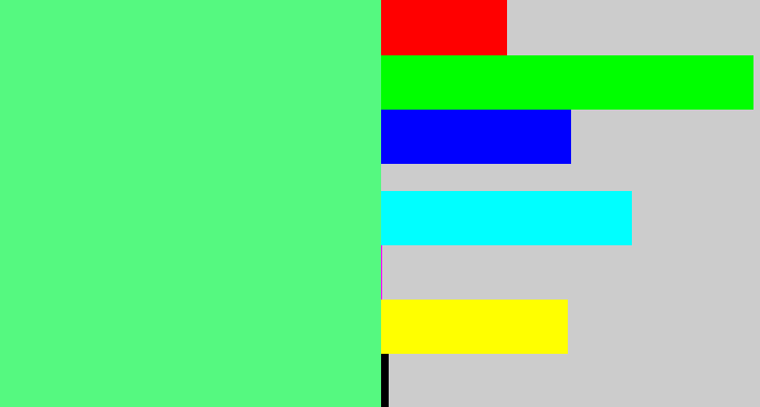 Hex color #55f980 - sea green