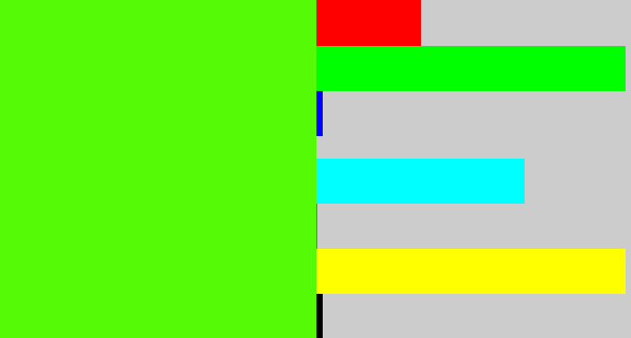 Hex color #55fa06 - bright lime green