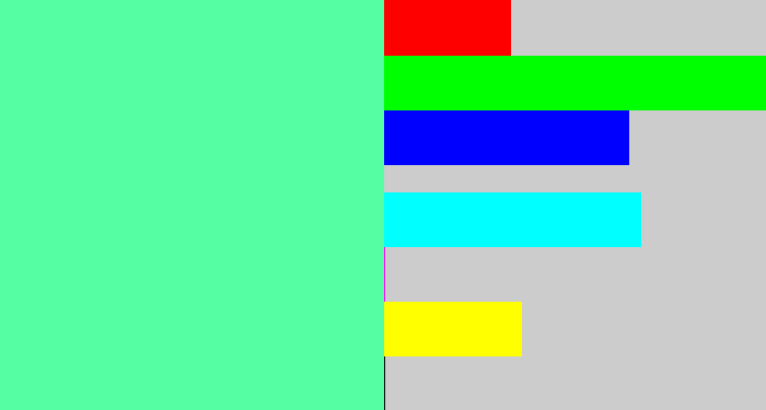 Hex color #55fea2 - light green blue