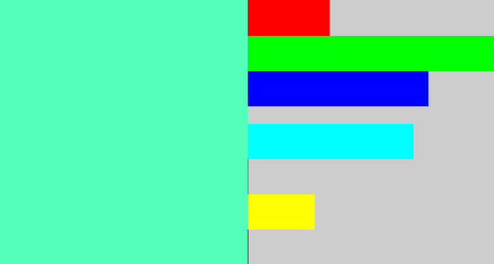 Hex color #55ffbb - light greenish blue