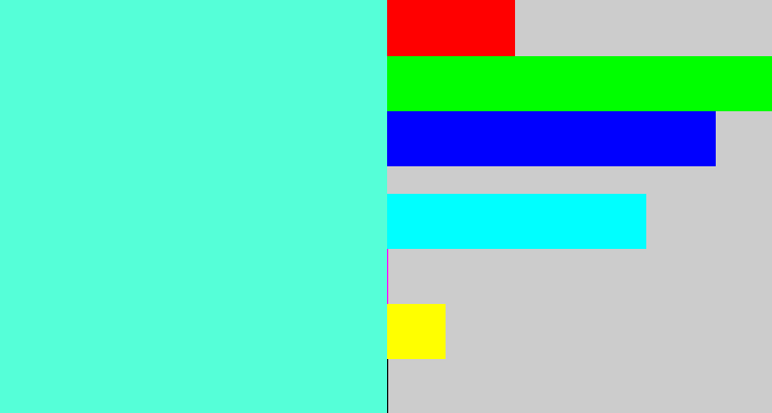Hex color #55ffd8 - light greenish blue
