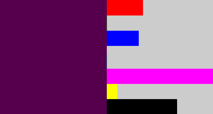 Hex color #56004d - plum purple