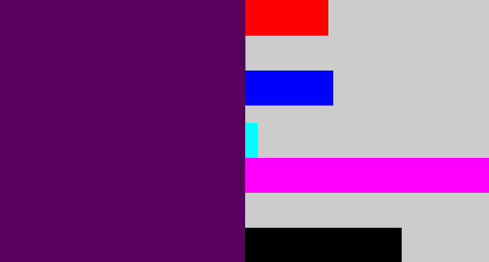 Hex color #56005b - plum purple