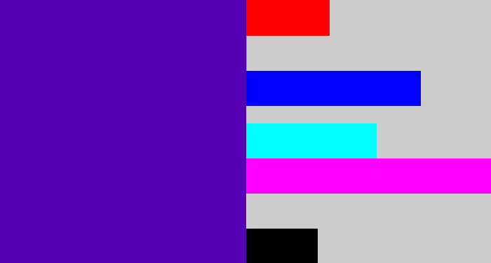 Hex color #5600b6 - violet blue