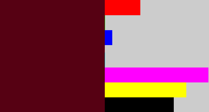 Hex color #560113 - claret