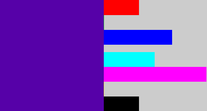 Hex color #5601a8 - violet blue
