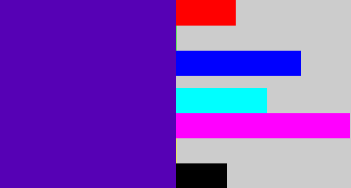 Hex color #5601b5 - violet blue