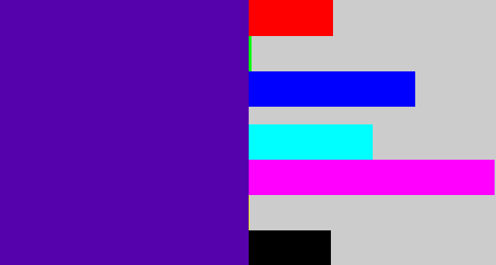 Hex color #5602ac - violet blue
