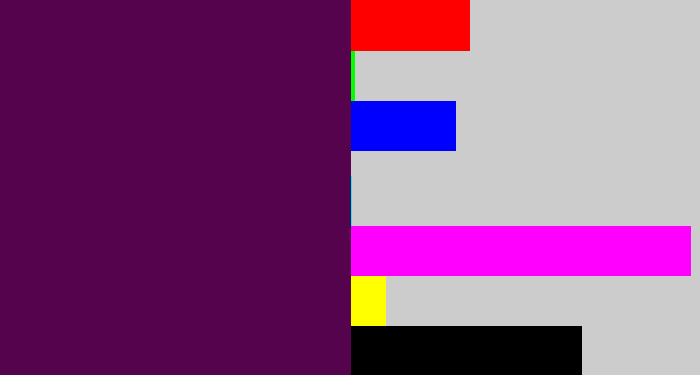 Hex color #56034d - plum purple