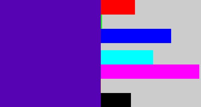 Hex color #5603b3 - violet blue