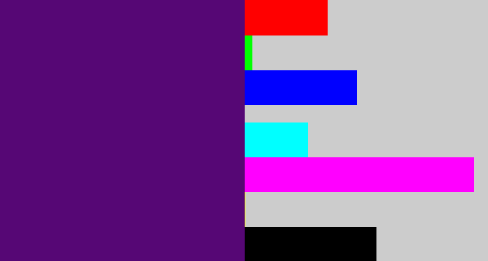 Hex color #560775 - royal purple