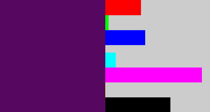 Hex color #560860 - plum purple