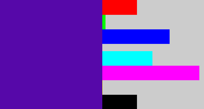 Hex color #5608a9 - violet blue