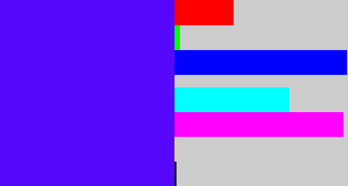 Hex color #5608fd - blue/purple