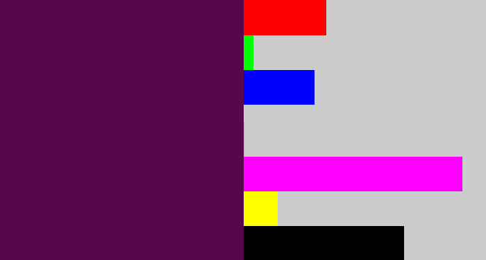 Hex color #56094a - plum purple