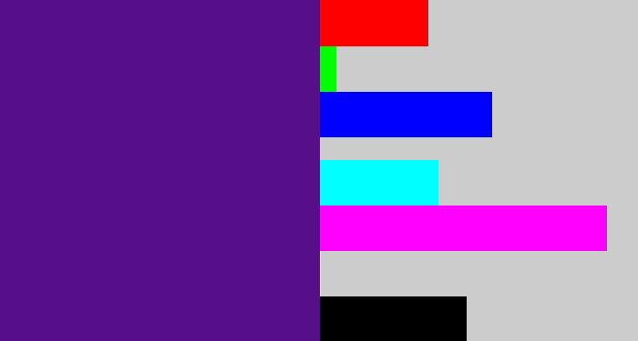 Hex color #560e89 - royal purple