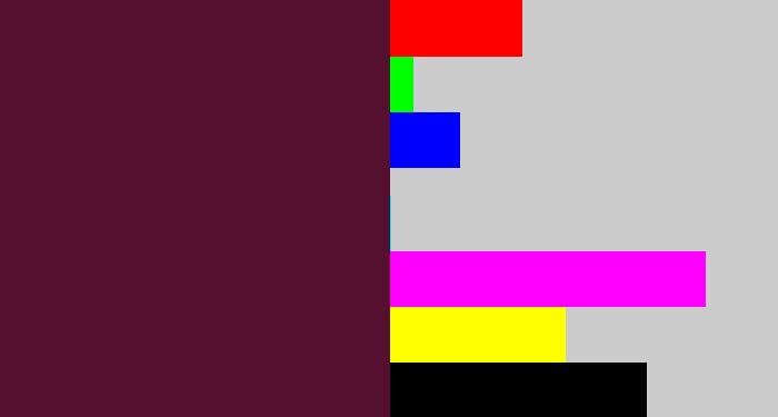 Hex color #56102f - plum