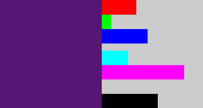Hex color #561674 - royal purple