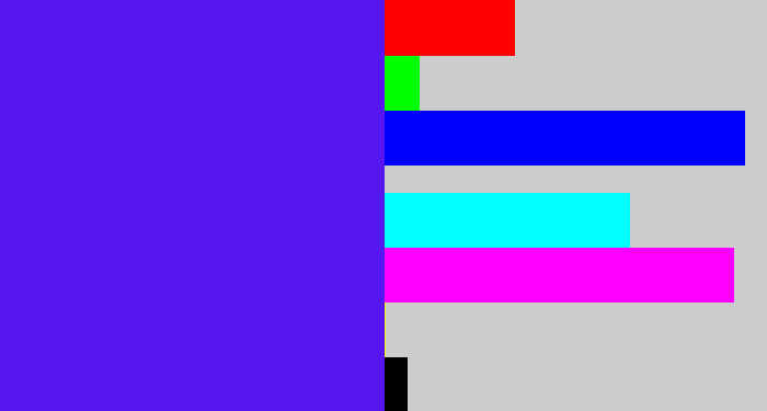 Hex color #5616f0 - purplish blue