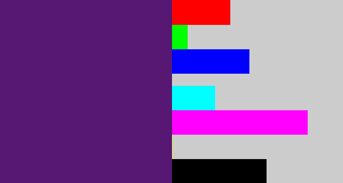 Hex color #561872 - royal purple