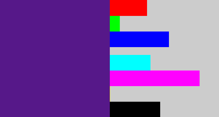 Hex color #561889 - royal purple