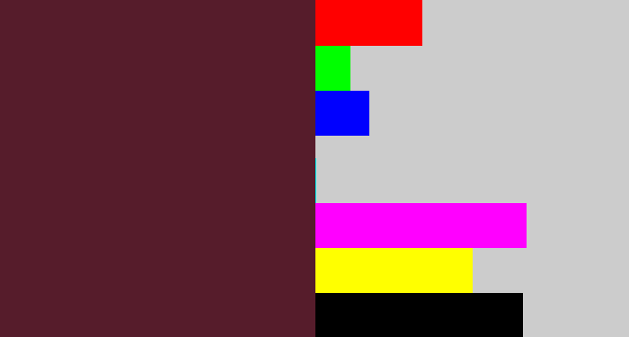 Hex color #561c2b - plum