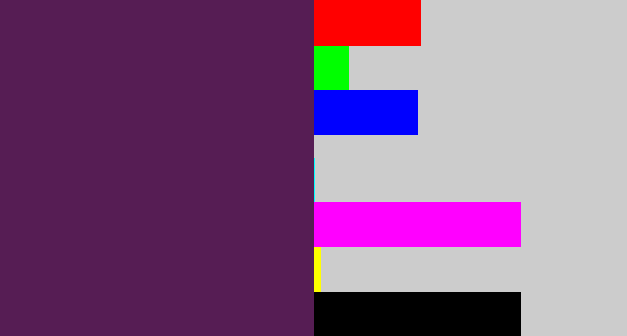 Hex color #561d54 - grape purple