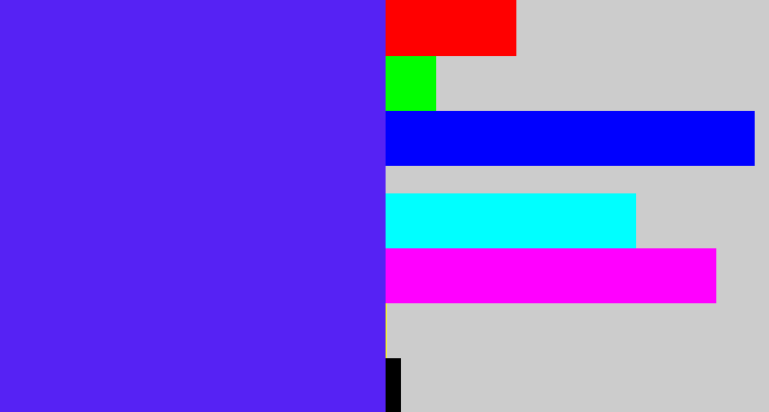 Hex color #5622f4 - purplish blue
