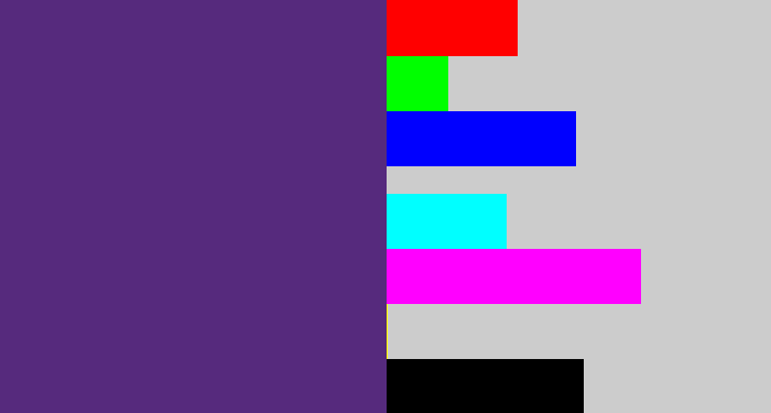 Hex color #562a7d - darkish purple