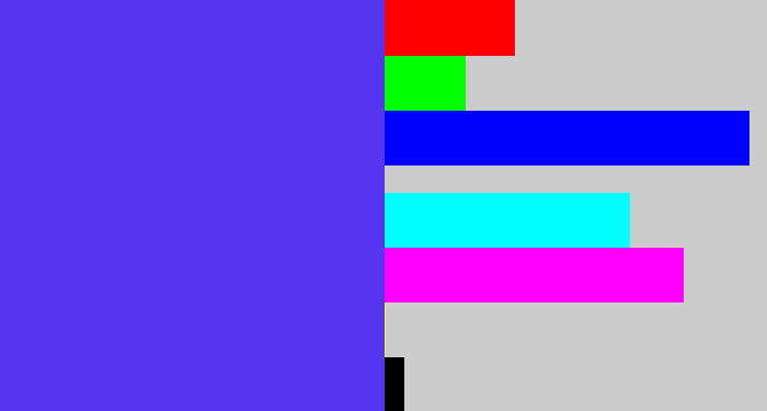 Hex color #5635f1 - purpley blue