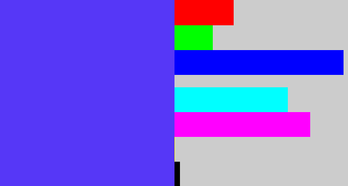 Hex color #5637f7 - purpleish blue
