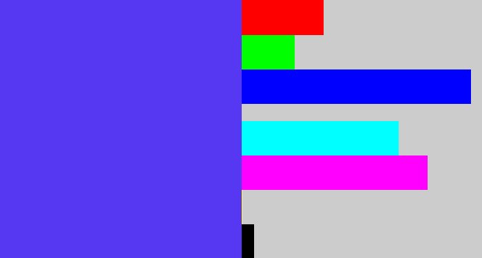 Hex color #5638f3 - purpleish blue