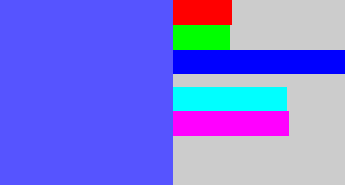 Hex color #5654ff - purpleish blue