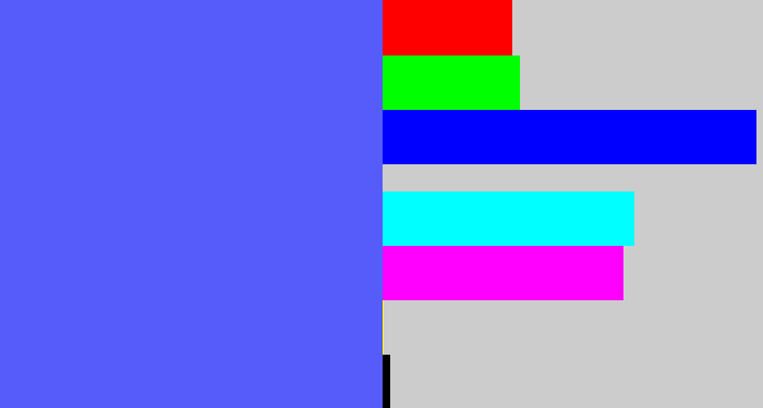 Hex color #565cfa - purpleish blue
