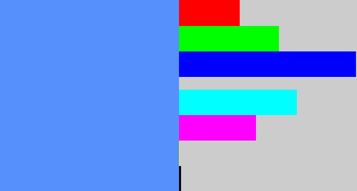 Hex color #5690fc - soft blue