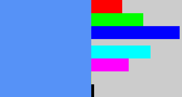 Hex color #5692f7 - soft blue