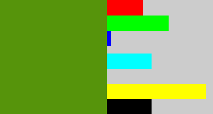 Hex color #56940b - sap green