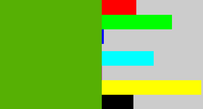 Hex color #56b004 - kermit green