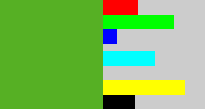 Hex color #56b024 - grass