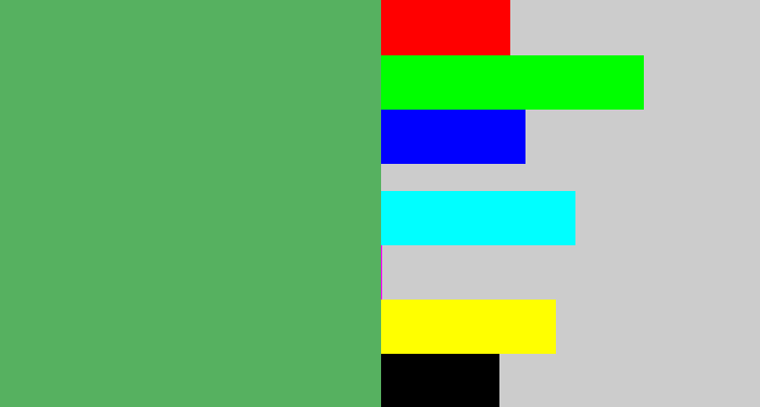 Hex color #56b160 - dark pastel green