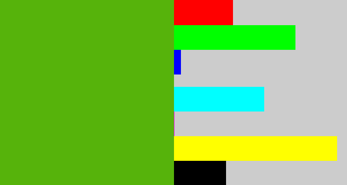 Hex color #56b30b - frog green