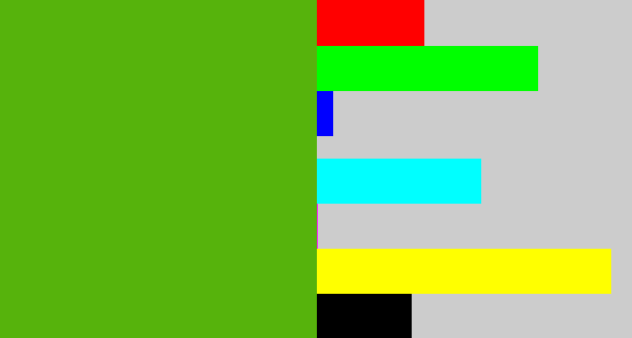 Hex color #56b30c - frog green