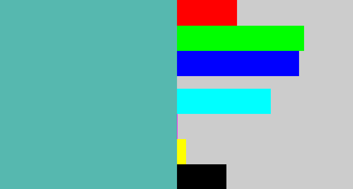 Hex color #56b8af - greeny blue