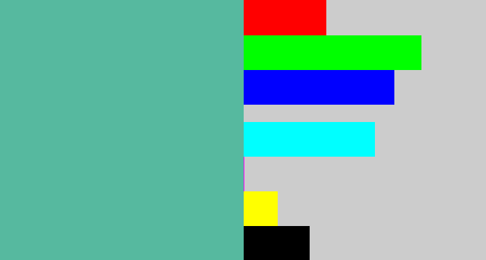 Hex color #56b99f - greeny blue