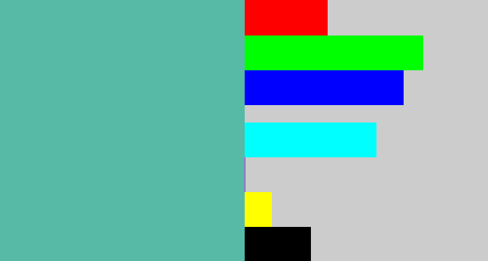 Hex color #56baa6 - greeny blue