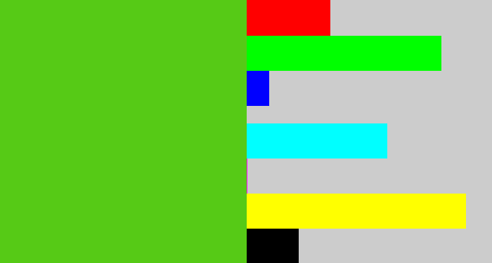 Hex color #56ca16 - frog green